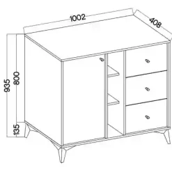 Komoda z szufladami do salonu Sakai 1 1F 3S T824 Czarny
