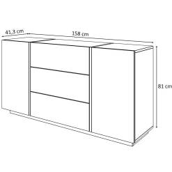 Komoda z szufladami ONYX czarny połysk 158 cm PUSH OPEN
