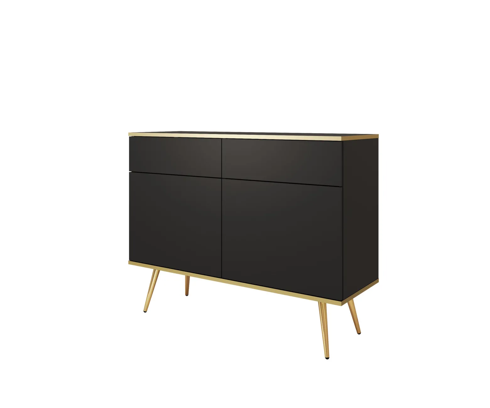 Komoda z szufladami ORINO 107cm czarny ze złotymi detalami/złote nóżki
