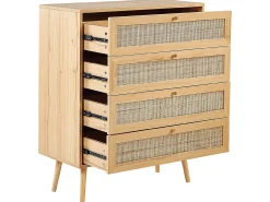 Komoda z 4 szufladami rattan plecionka boho