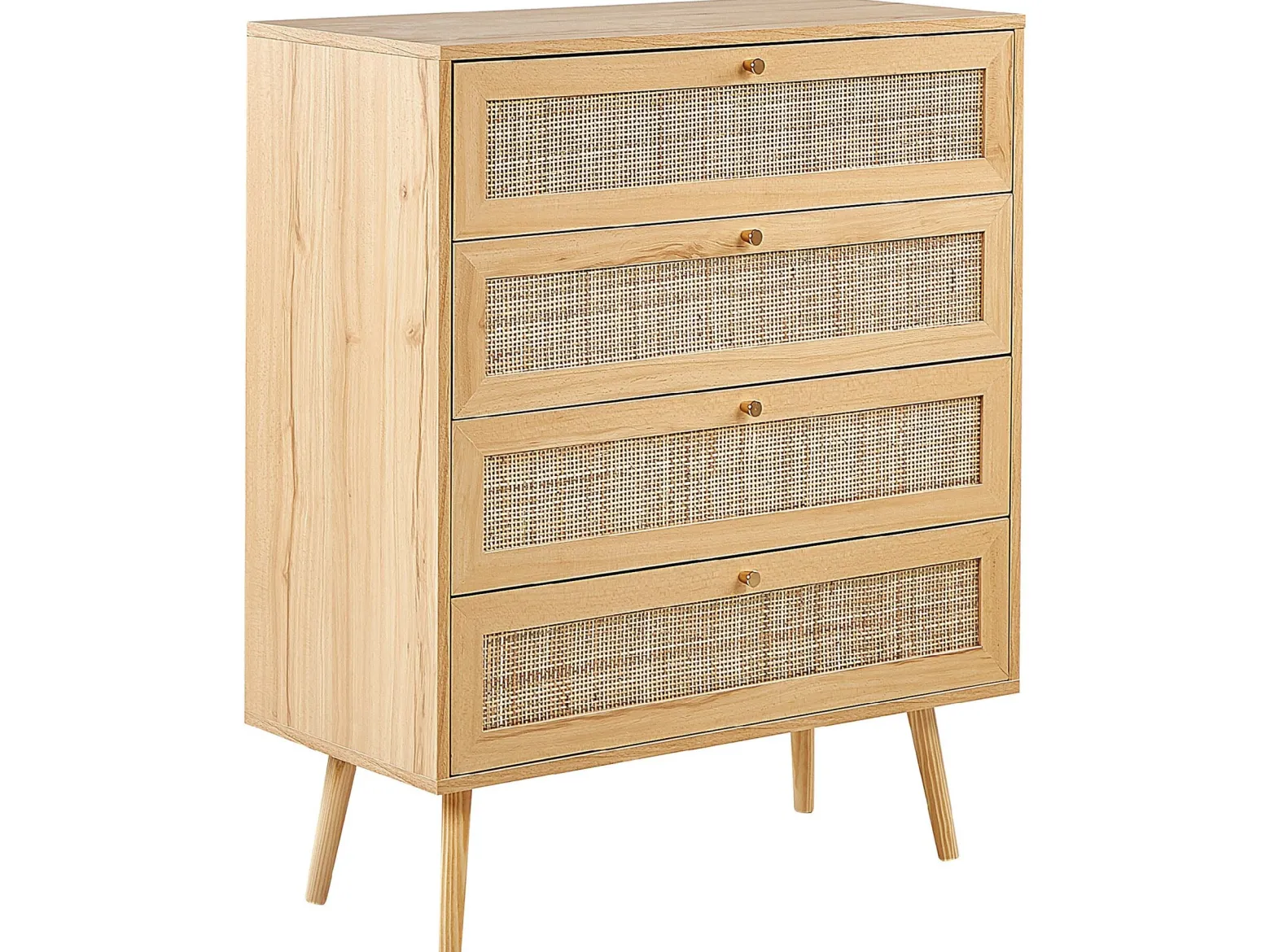 Komoda z 4 szufladami rattan plecionka boho
