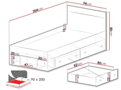 Łóżko młodzieżowe Pixel PX14 L/P
