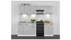 Komplet kuchenny Junona Line 230 cm jasny szary połysk bez blatu