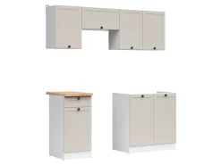 Komplet kuchenny Junona Line 180 cm biały/uni kaszmir z blatem