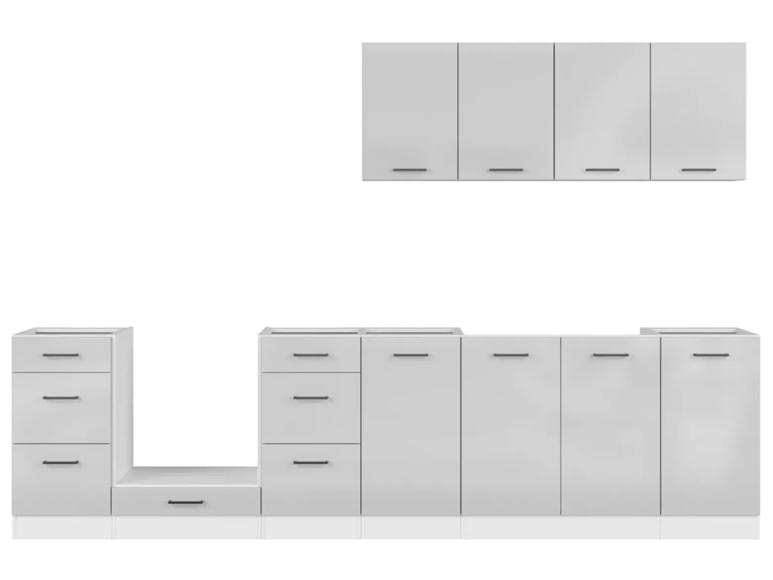Komplet kuchenny Junona Line 300 cm jasny szary połysk