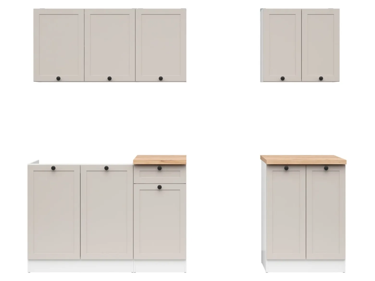 Komplet kuchenny Junona Line A 180 cm biały/uni kaszmir z blatem