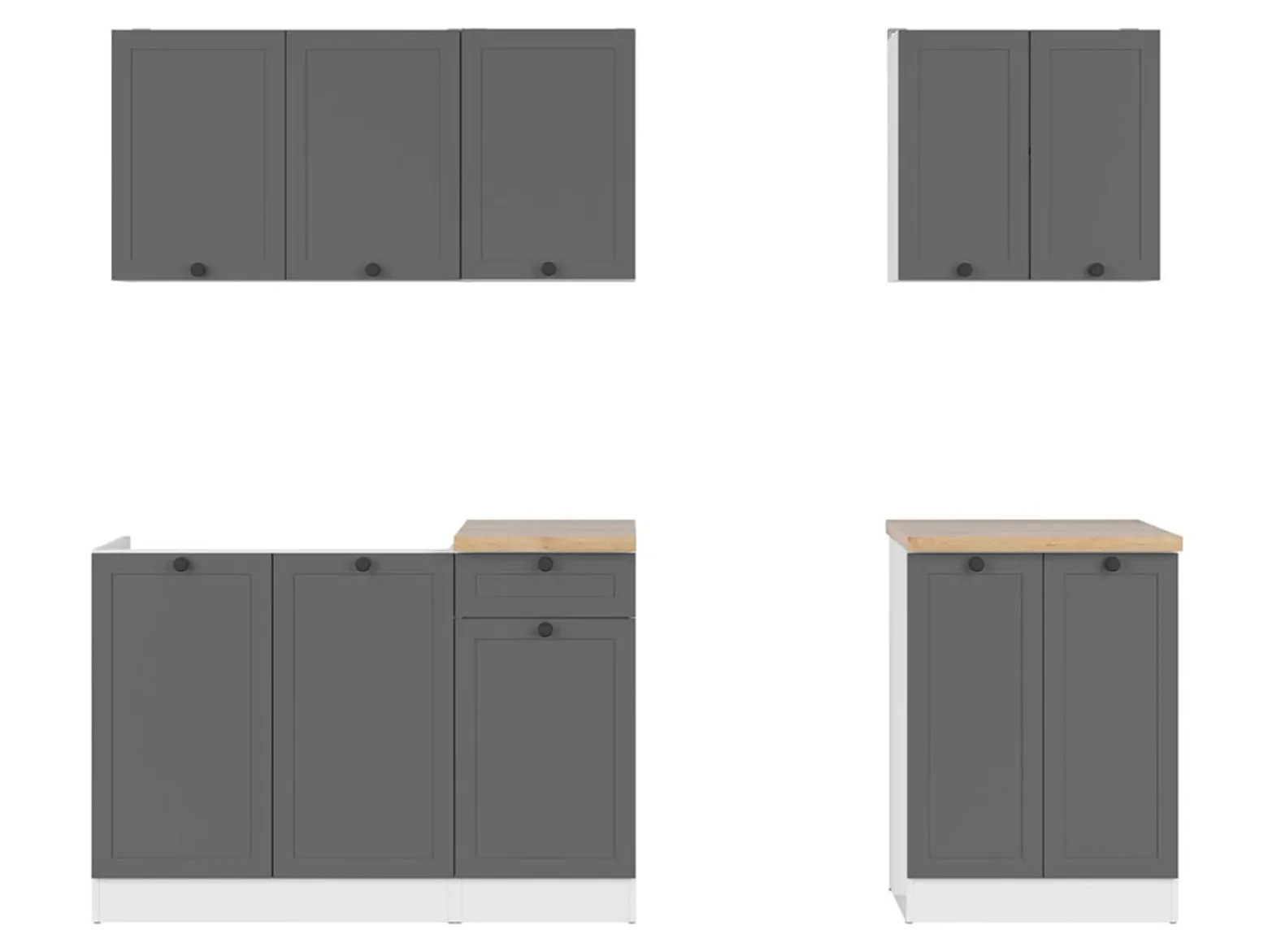 Komplet kuchenny Junona Line A 180 cm grafitowy z blatem