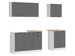 Komplet kuchenny Junona Line A 180 cm grafitowy z blatem