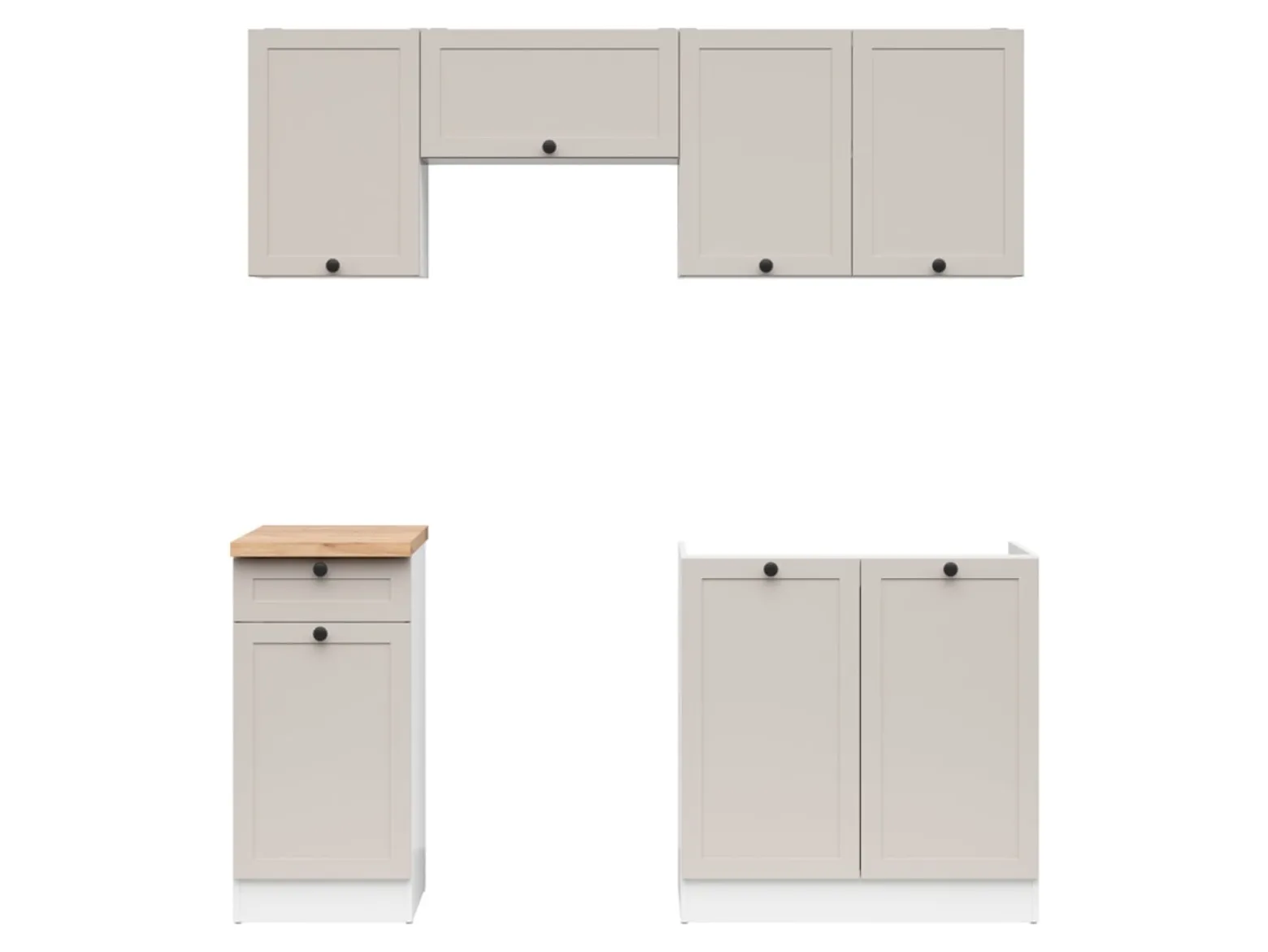 Komplet kuchenny Junona Line 180 cm biały/uni kaszmir z blatem