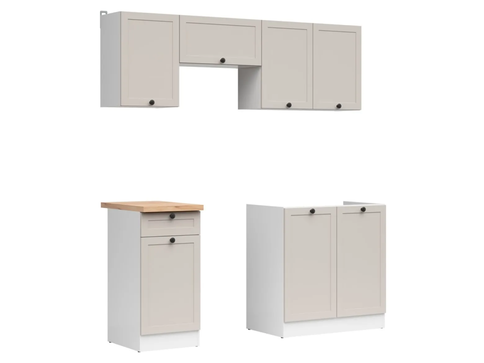 Komplet kuchenny Junona Line 180 cm biały/uni kaszmir z blatem