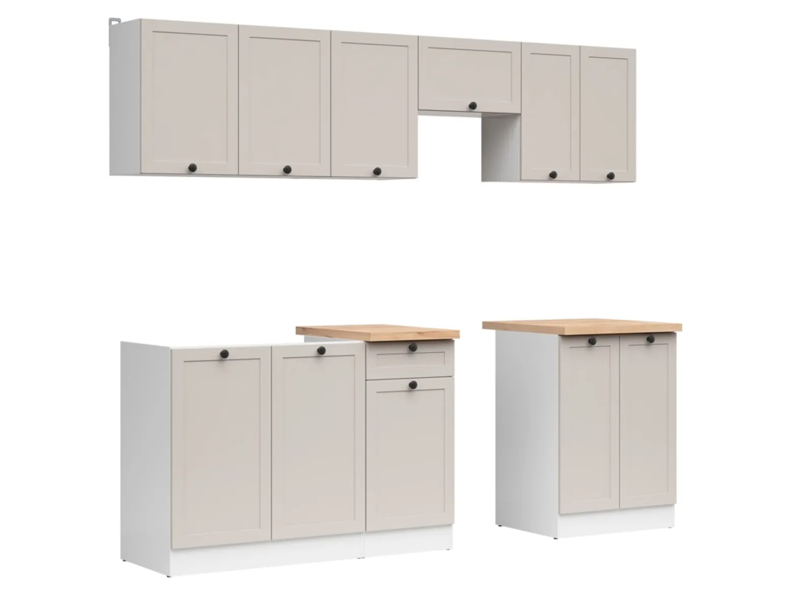 Komplet kuchenny Junona Line 230 cm biały/uni kaszmir z blatem