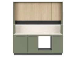 Komplet kuchenny Milino Small 210 cm z blatem zielony/dąb barbera piaskowy/beton jasny