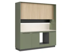 Komplet kuchenny Milino Small 210 cm z blatem zielony/dąb barbera piaskowy/beton jasny