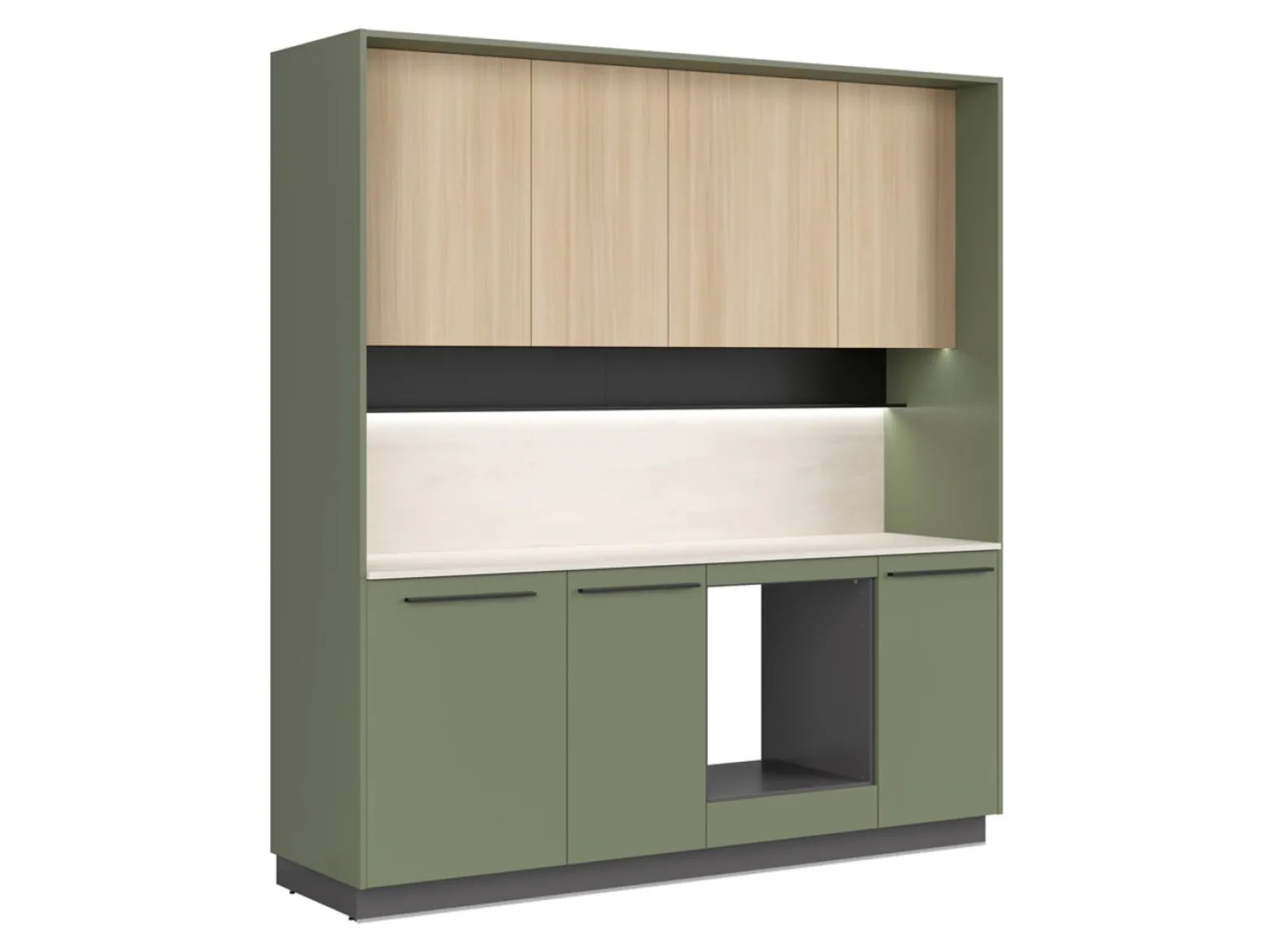 Komplet kuchenny Milino Small 210 cm z blatem zielony/dąb barbera piaskowy/beton jasny
