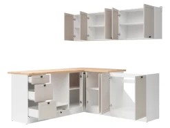 Komplet kuchenny narożny Junona Line 200x200 biały/uni kaszmir z blatem