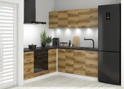 Komplet kuchenny narożny Junona Line 200x200 dąb delano jasny bez blatu