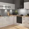 Komplet kuchenny narożny Junona Line 220x220 kredowy połysk bez blatu