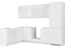 Komplet kuchenny narożny Sole 270x180 cm biały połysk