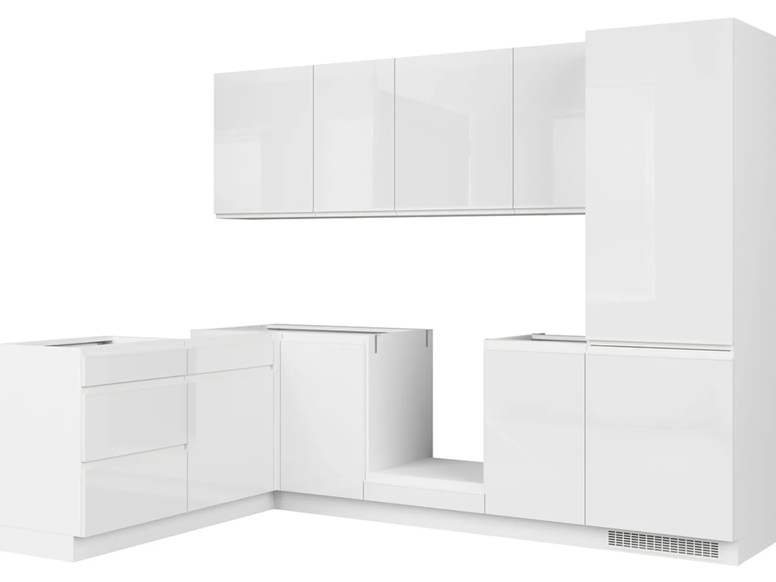 Komplet kuchenny narożny Sole 270x180 cm biały połysk