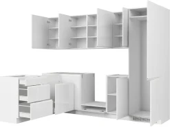 Komplet kuchenny narożny Sole 270x180 cm biały połysk