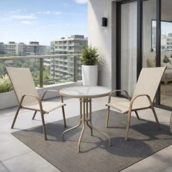 Komplet mebli balkon ogród stół + 2x krzesła Bergamo 6060 MI 2os. Taupe