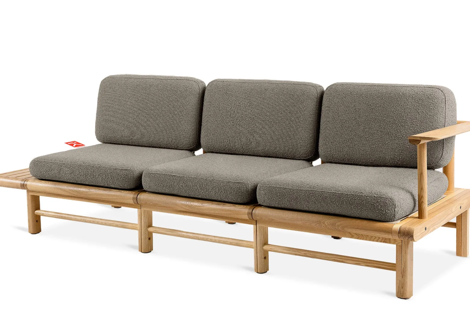 KONSIMO ATREDA Sofa do ogrodu/na taras z półką, szara, boho szer.245 cm
