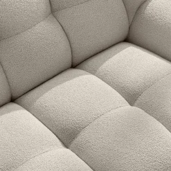 KONSIMO VENA Zestaw mebli sofa 2os. fotel i puf, japandi, tkanina boucle