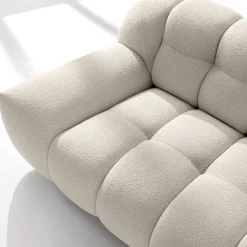 KONSIMO VENA Zestaw mebli sofa 2os. fotel i puf, japandi, tkanina boucle