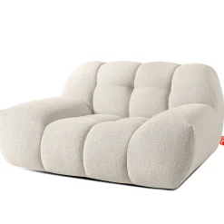 KONSIMO VENA Zestaw mebli sofa 2os. fotel i puf, japandi, tkanina boucle
