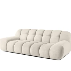 KONSIMO VENA Zestaw mebli sofa 2os. fotel i puf, japandi, tkanina boucle