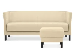 KONSIMO ESPECTO Puf z ekoskóry do salonu, kremowy szer. 58 cm