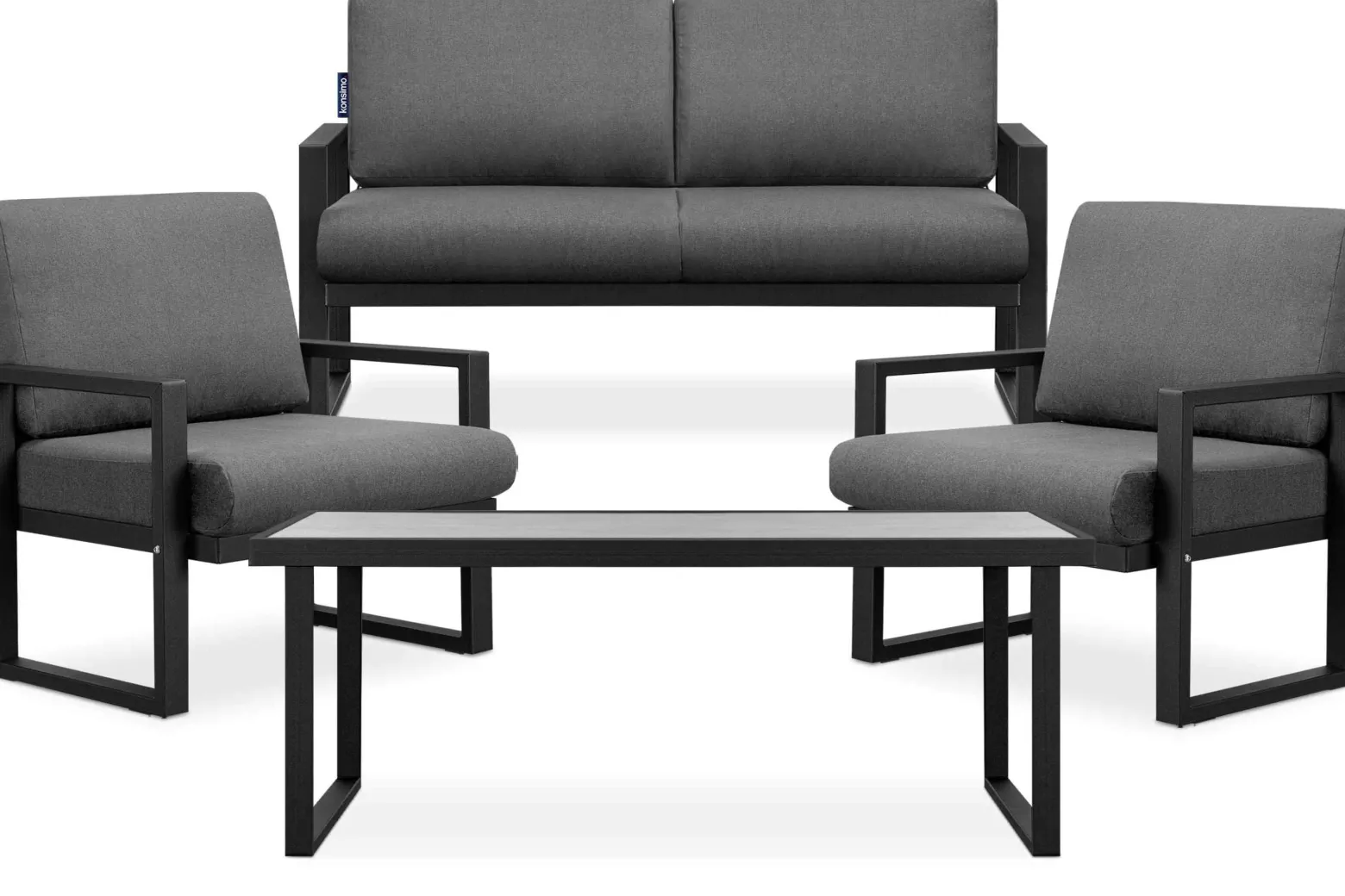 KONSIMO FRENA Zestaw mebli ogrodowych industrialnych czarno-szary, loft