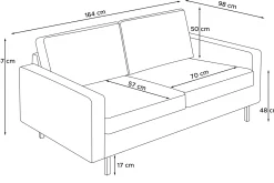 KONSIMO INVIA Sofa dwuosobowa industrialna na metalowych nóżkach