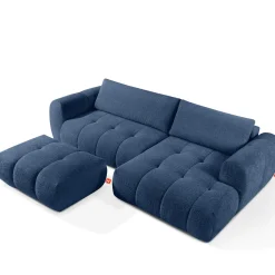 KONSIMO LIRA Puf tapicerowany tkanina boucle, z pikowaniami, styl japandi