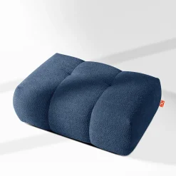 KONSIMO LIRA Puf tapicerowany tkanina boucle, z pikowaniami, styl japandi