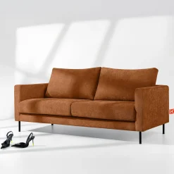 KONSIMO LUMO Trzyosobowa sofa na metalowych nóżkach, w stylu loft rudy