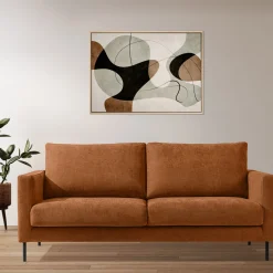KONSIMO LUMO Trzyosobowa sofa na metalowych nóżkach, w stylu loft rudy