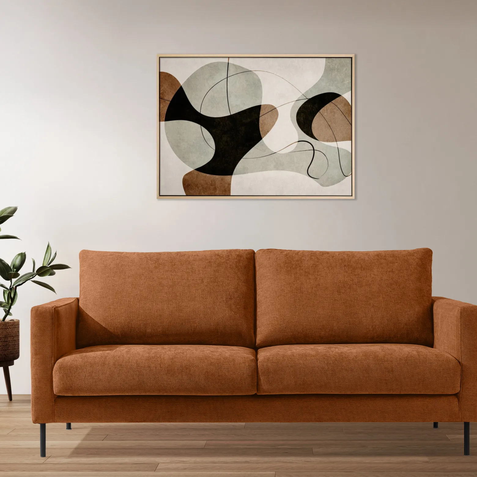 KONSIMO LUMO Trzyosobowa sofa na metalowych nóżkach, w stylu loft rudy