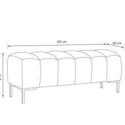 KONSIMO PECCO Pufa na korytarz 120 cm welur, do sypialni, metalowe nóżki
