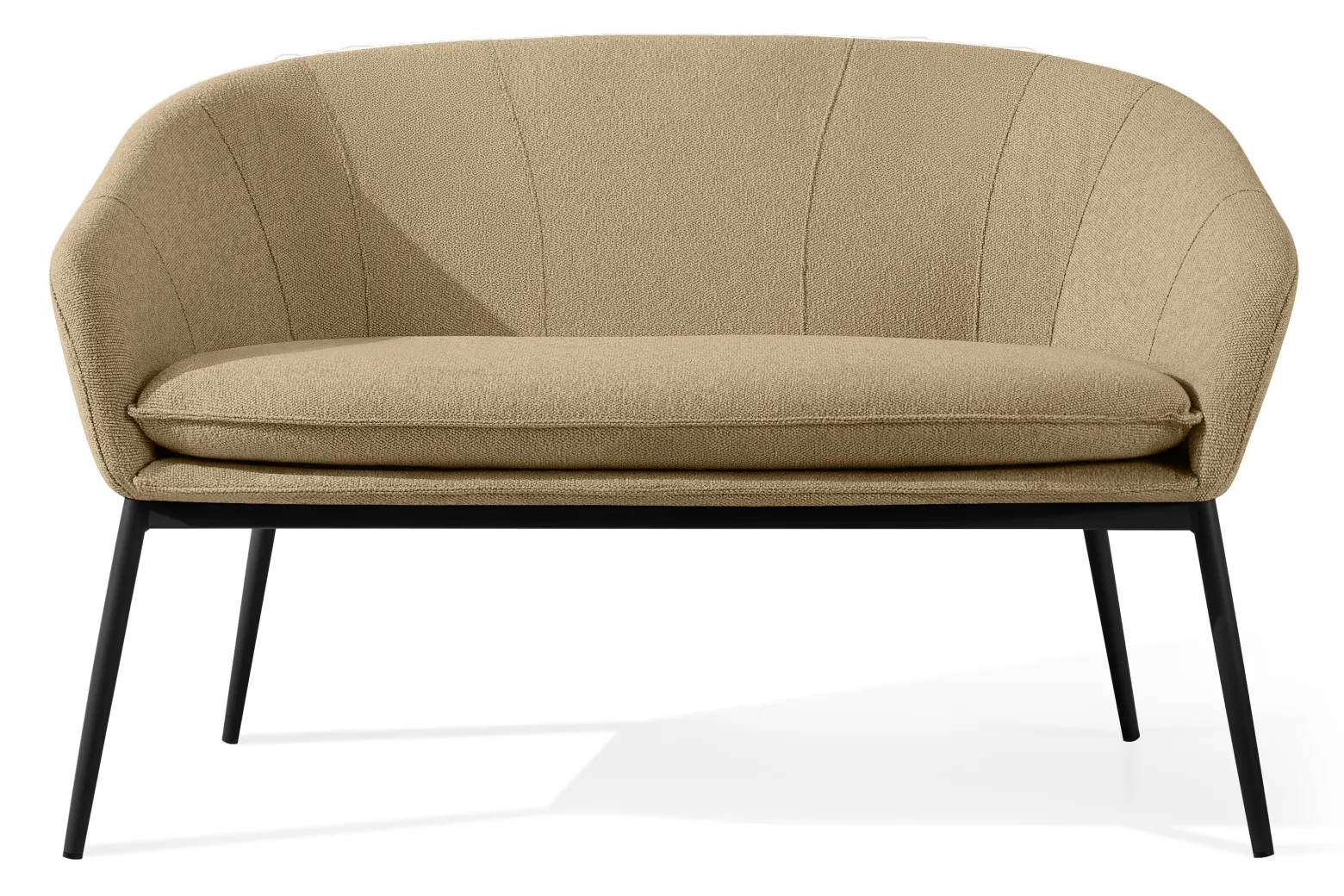 KONSIMO SOLIS Sofa ogrodowa tapicerowana beżowo-czarna, japandi, boho