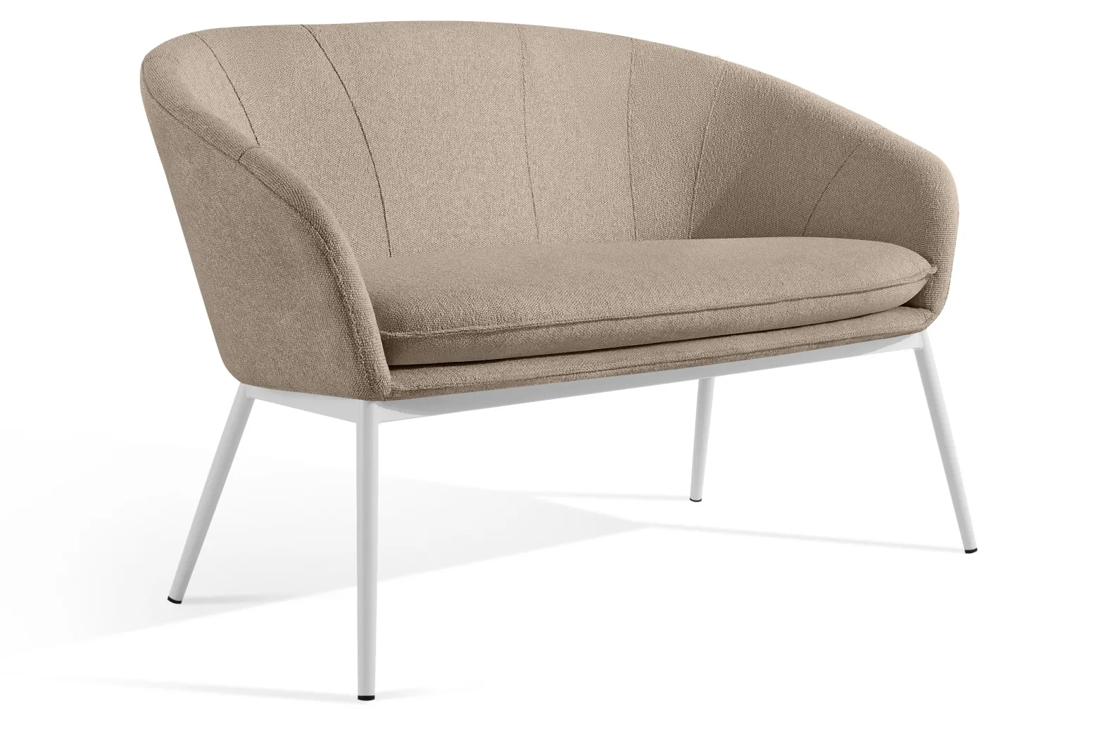 KONSIMO SOLIS Sofa tapicerowana wodoodporna jasnobrązowa, białe nóżki