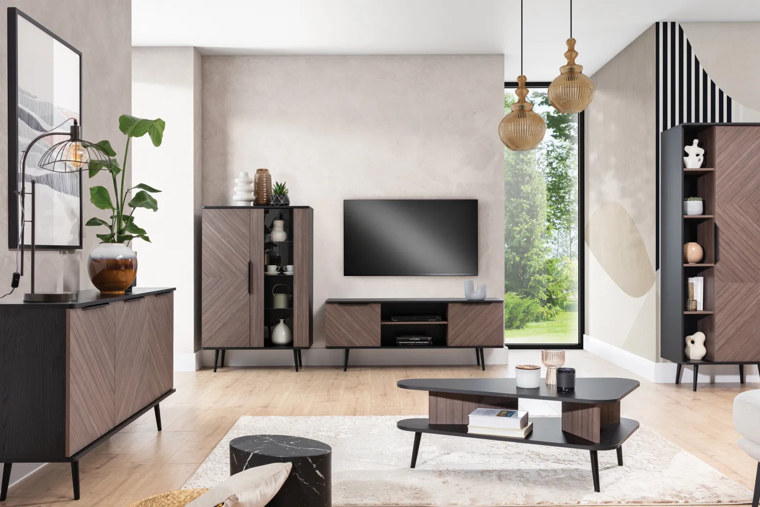 KONSIMO TUNDI Duża Komoda LOFT na nóżkach, Dąb Artisan, Cichy Domyk