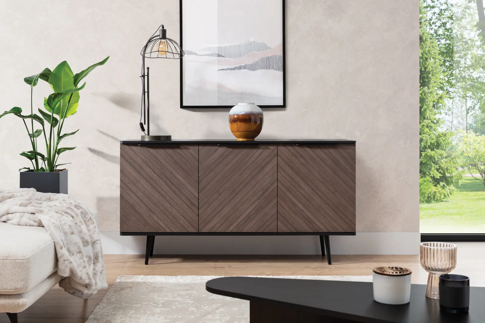 KONSIMO TUNDI Duża Komoda LOFT na nóżkach, Dąb Artisan, Cichy Domyk