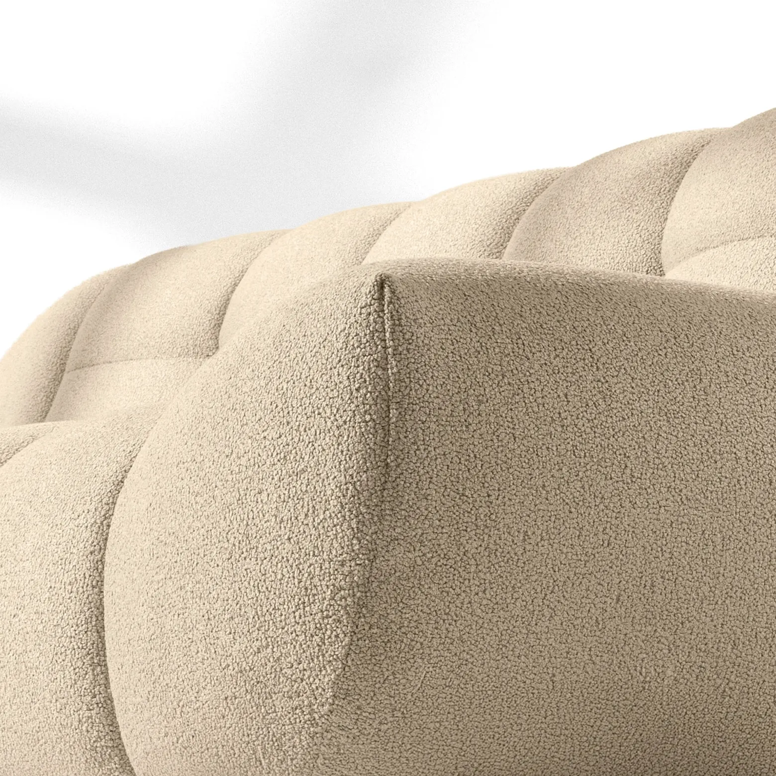 KONSIMO VENA Sofa dwuosobowa styl japandi, efekt "bubble" tkanina boucle