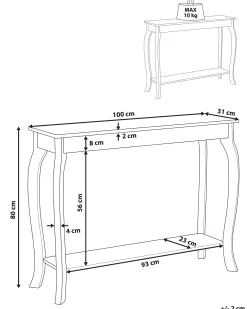 Konsola stolik z półką 100x30 cm biały