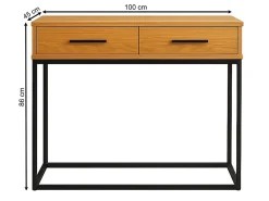Konsola Sydney Loft – drewno i metal, 2 szuflady, kolor dębowy