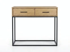 Konsola Sydney Loft – drewno i metal, 2 szuflady, kolor dębowy