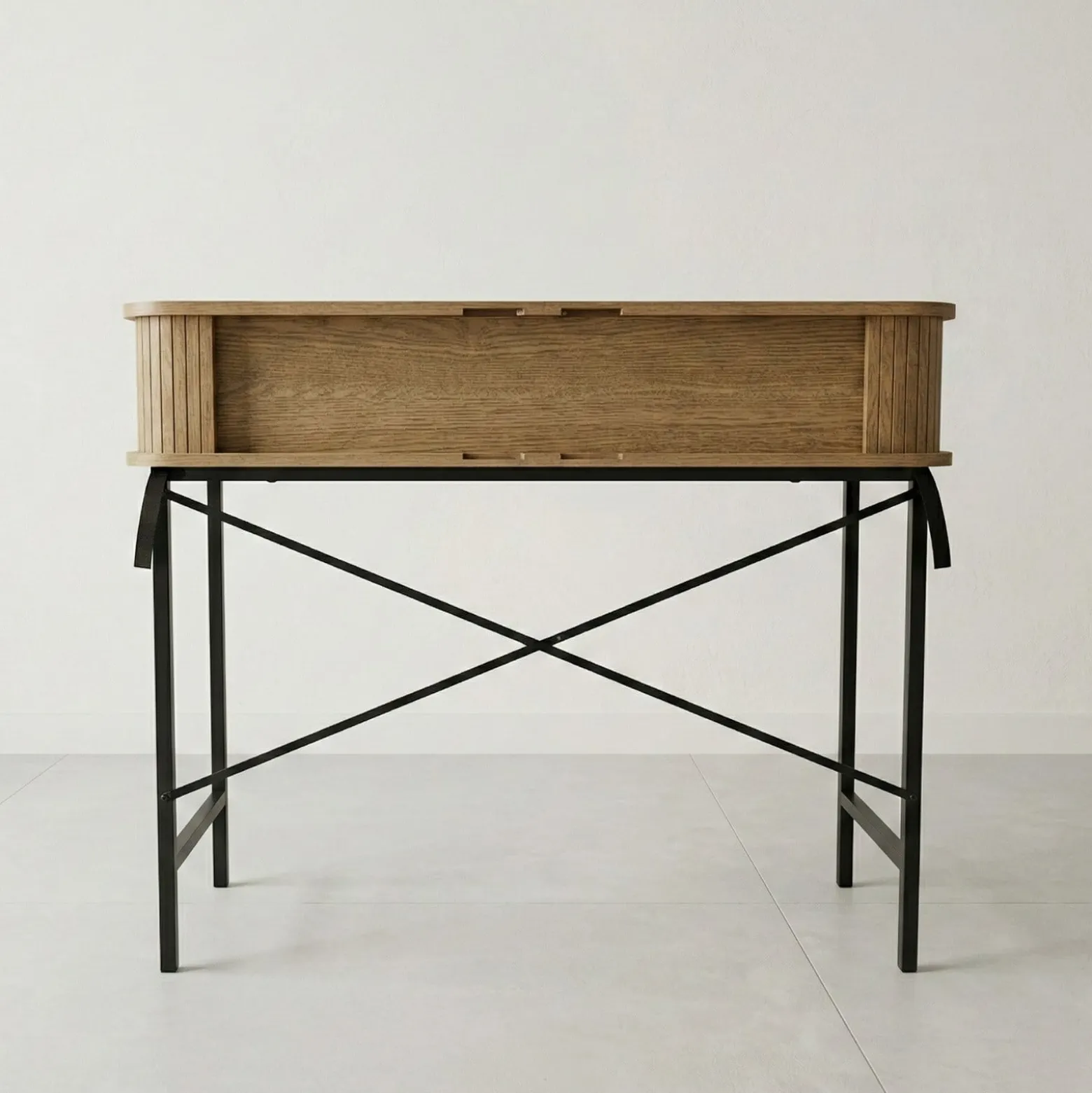 Konsola z rozsuwanymi drzwiami SCAVA, ryflowana, 100 x 35 x 80,5 cm