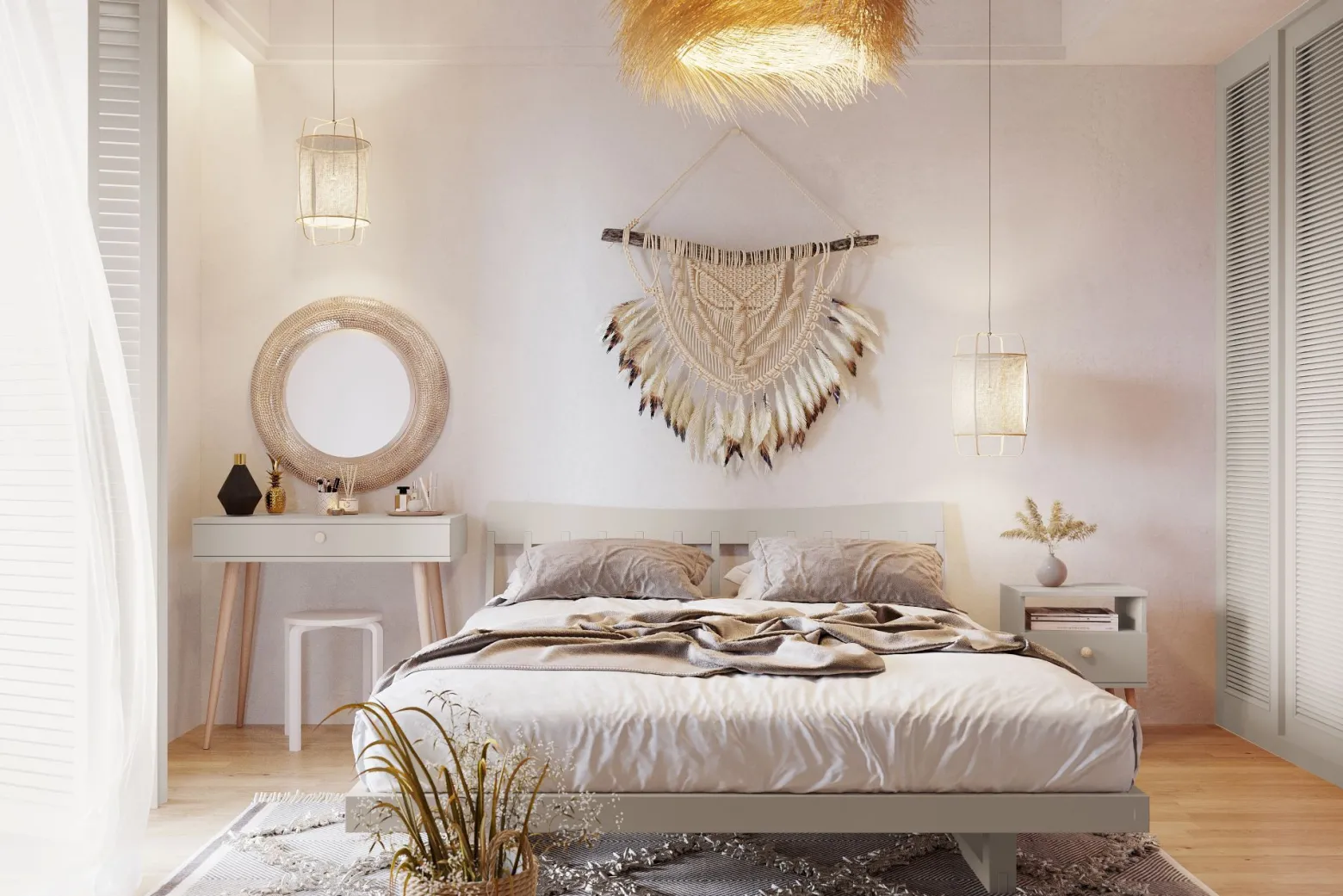 Konsola na wysokich nóżkach boho - Kaszmir