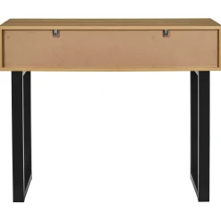 Konsola NORD 100x35x80 cm dąb sonoma 2 szuflady metalowe nogi frez 3D